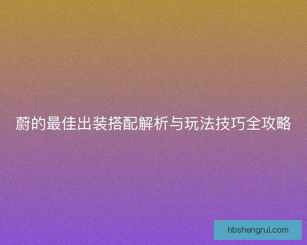 蔚的最佳出装搭配解析与玩法技巧全攻略